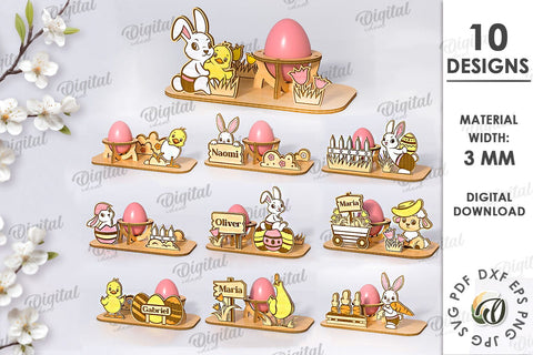 Easter Egg Stand Laser Cut Bundle. Egg Holders SVG SVG Evgenyia Guschina 