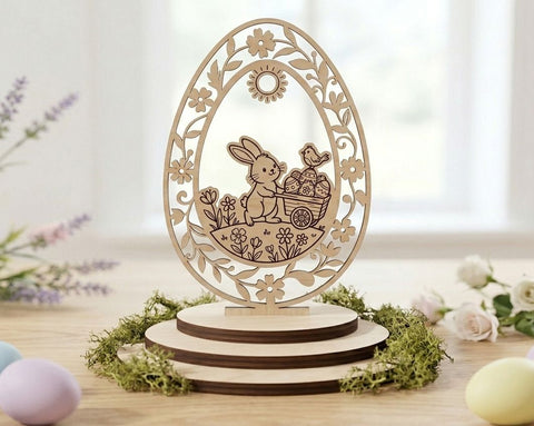 Easter Egg Stand SVG Bundle, 5 Easter Bunny Laser Cut Files, Easter Decor Stands, Easter Table Decor for Glowforge Cricut CNC SVG HappyDesignStudio 