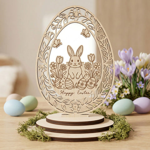 Easter Egg Stand SVG Bundle, 5 Easter Bunny Laser Cut Files, Easter Decor Stands, Easter Table Decor for Glowforge Cricut CNC SVG HappyDesignStudio 