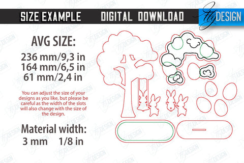 Easter Egg Tree Bundle | Easter Family Tree | Easter Bunny | Personalized Home Décor | CNC Files SVG Fly Design 