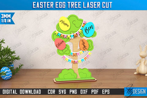 Easter Egg Tree Bundle | Easter Family Tree | Easter Bunny | Personalized Home Décor | CNC Files SVG Fly Design 