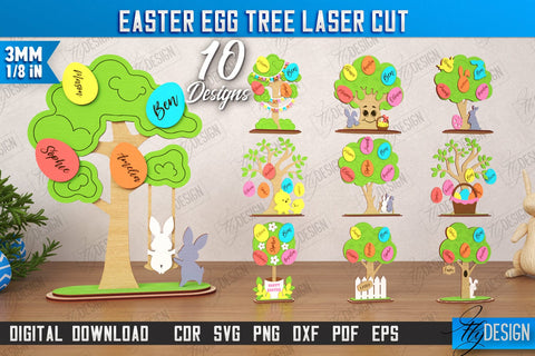 Easter Egg Tree Bundle | Easter Family Tree | Easter Bunny | Personalized Home Décor | CNC Files SVG Fly Design 