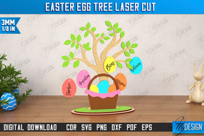Easter Egg Tree | Easter Family Tree | Easter Bunny | Personalized Home Décor | CNC File SVG Fly Design 