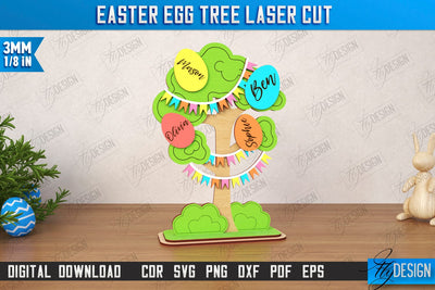 Easter Egg Tree | Easter Family Tree | Easter Bunny | Personalized Home Décor | CNC File SVG Fly Design 