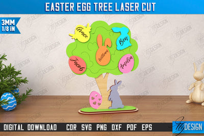 Easter Egg Tree | Easter Family Tree | Easter Bunny | Personalized Home Décor | CNC File SVG Fly Design 