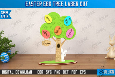 Easter Egg Tree | Easter Family Tree | Easter Bunny | Personalized Home Décor | CNC File SVG Fly Design 
