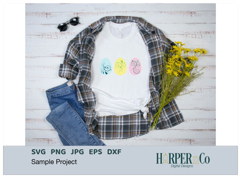 Easter Egg Trio SVG PNG Cut EPS File SVG HarperNCo 