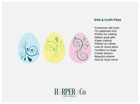 Easter Egg Trio SVG PNG Cut EPS File SVG HarperNCo 