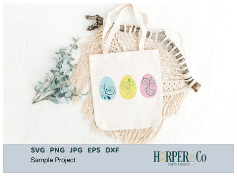 Easter Egg Trio SVG PNG Cut EPS File SVG HarperNCo 