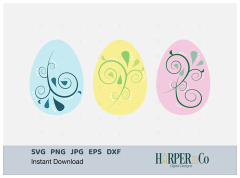 Easter Egg Trio SVG PNG Cut EPS File SVG HarperNCo 