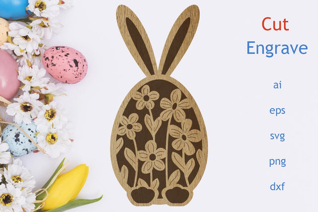Easter egg with bunny ears, Laser cut Easter decor, Glowforge files SVG AnastasiyaArtDesign 