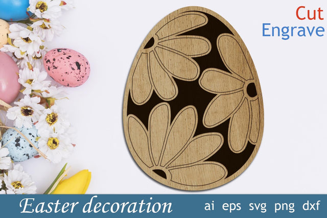 Easter egg with flowers svg, Easter decor engraved, Laser cut files SVG AnastasiyaArtDesign 