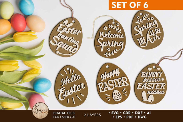 Easter Eggs Bundle, Multilayer Decorative Templates, Laser Cut Files SVG LaserCutano 