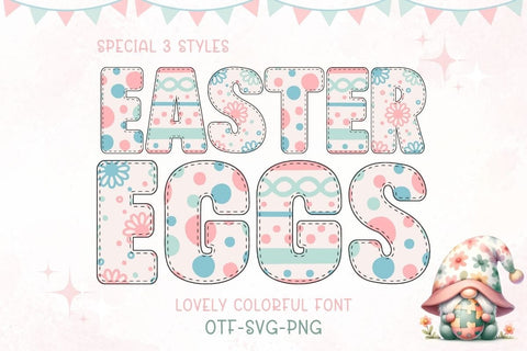 Easter Eggs - Color Font 3 Styles | OTF SVG PNG Font AnningArts Design 