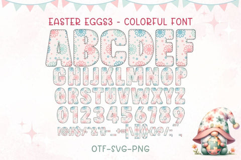 Easter Eggs - Color Font 3 Styles | OTF SVG PNG Font AnningArts Design 