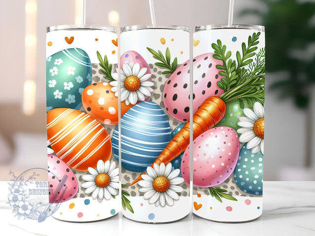 Easter Eggs Daisies Carrots 20 oz Skinny Tumbler Sublimation Design, Easter eggs Tumbler Png, Straight & Tapered Tumbler Wrap, Instant Digital Download Sublimation ToriDesigns 