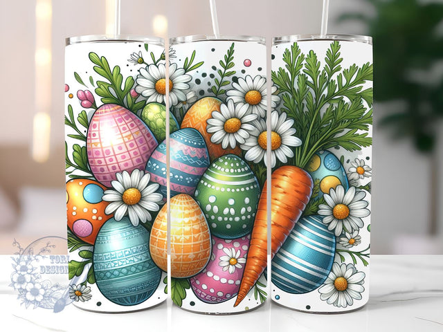 Easter Eggs Daisies Carrots 20 oz Skinny Tumbler Sublimation Design, Easter eggs Tumbler Png, Straight & Tapered Tumbler Wrap, Instant Digital Download Sublimation ToriDesigns 