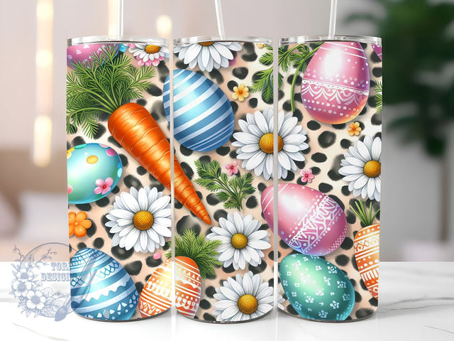 Easter Eggs Daisies Carrots 20 oz Skinny Tumbler Sublimation Design, Easter eggs Tumbler Png, Straight & Tapered Tumbler Wrap, Instant Digital Download Sublimation ToriDesigns 