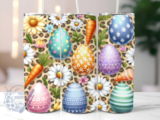 Easter Eggs Daisies Carrots 20 oz Skinny Tumbler Sublimation Design, Easter eggs Tumbler Png, Straight & Tapered Tumbler Wrap, Instant Digital Download Sublimation ToriDesigns 