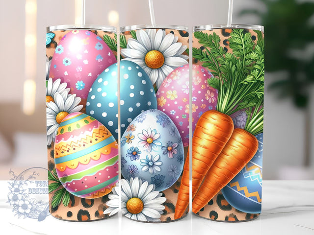 Easter Eggs Daisies Carrots 20 oz Skinny Tumbler Sublimation Design, Easter eggs Tumbler Png, Straight & Tapered Tumbler Wrap, Instant Digital Download Sublimation ToriDesigns 