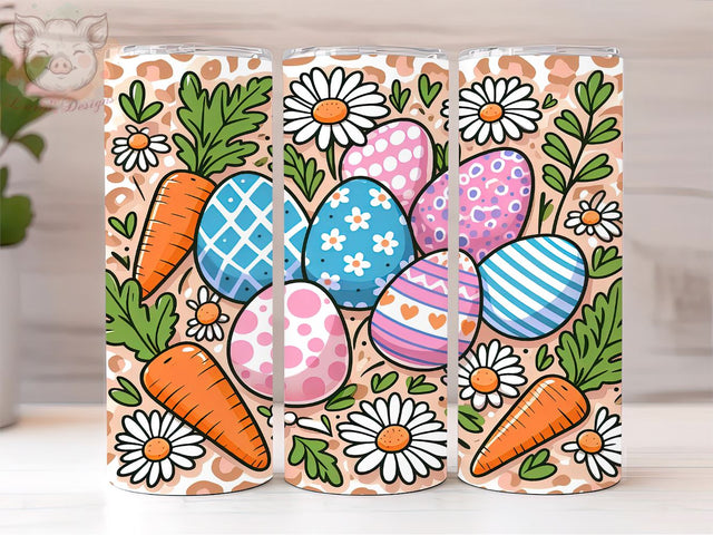 Easter eggs daisies carrots 20oz Tumbler Png, Sublimation Design, Happy Easter Tumbler Png, Digital Download PNG Sublimation Lara' s Designs 