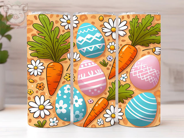 Easter eggs daisies carrots 20oz Tumbler Png, Sublimation Design, Happy Easter Tumbler Png, Digital Download PNG Sublimation Lara' s Designs 