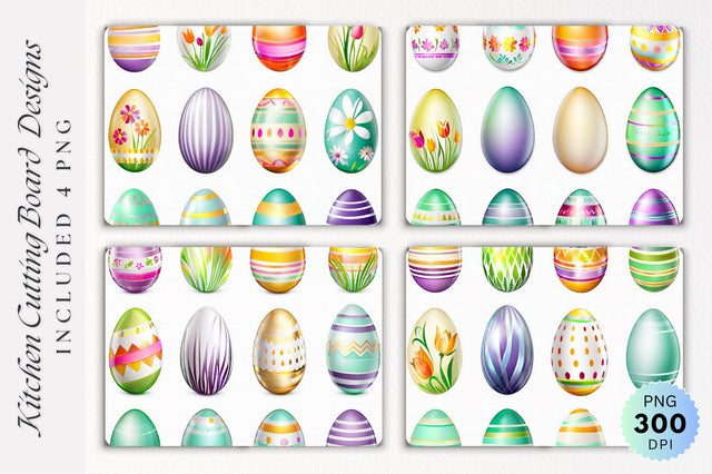 Easter Eggs Glass Cutting Board PNG Design Sublimation Regulrcrative 