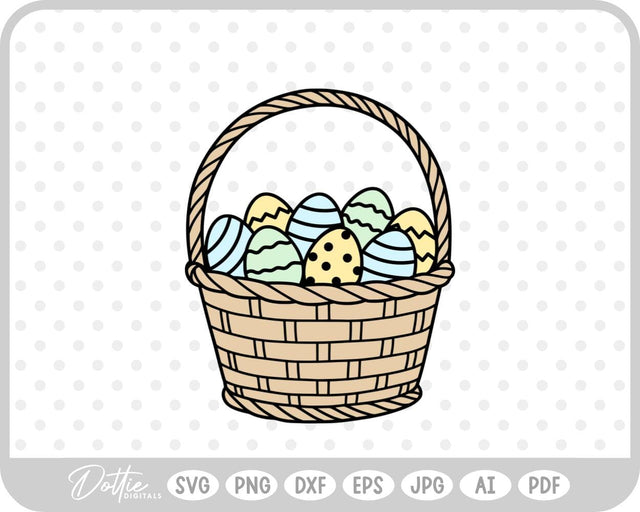 Easter Eggs In Basket SVG DottieDigitals 