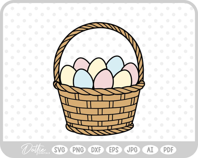 Easter Eggs In Basket SVG DottieDigitals 