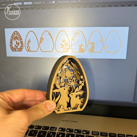 Easter Eggs Set, Decorative Multilayer Templates, Laser Cut Files SVG LaserCutano 
