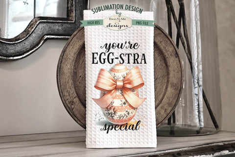 Easter Eggs with Coquette Bows Kitchen Towel Sublimation Sublimation Ewe-N-Me Designs 