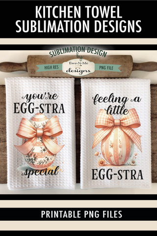 Easter Eggs with Coquette Bows Kitchen Towel Sublimation Sublimation Ewe-N-Me Designs 