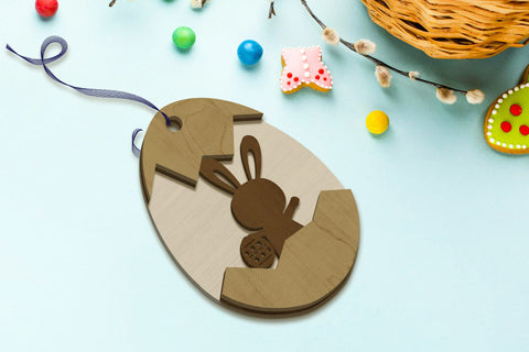 Easter Eggs with Rabbit Bundle Templates, Laser Cut Files SVG LaserCutano 