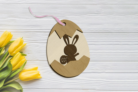 Easter Eggs with Rabbit Bundle Templates, Laser Cut Files SVG LaserCutano 