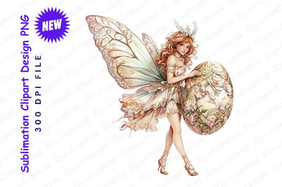 Easter fairy with decorated egg clipart png Sublimation Regulrcrative 