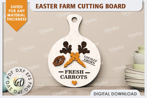 Easter Farm Cutting Board LaserCut. Farmhouse Easter SVG SVG Evgenyia Guschina 