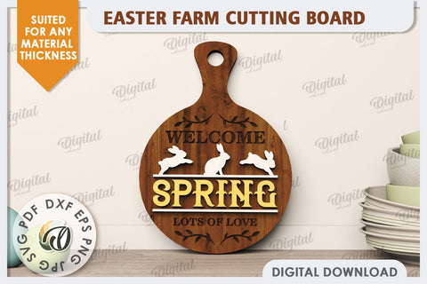 Easter Farm Cutting Board LaserCut. Farmhouse Easter SVG SVG Evgenyia Guschina 