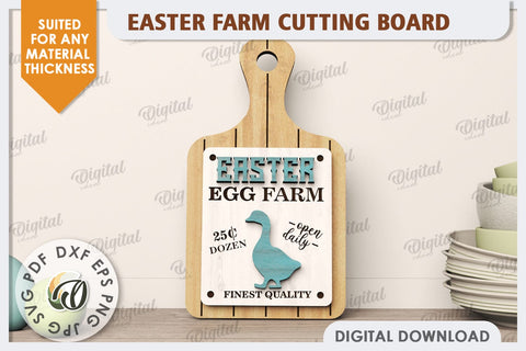 Easter Farm Cutting Board LaserCut. Farmhouse Easter SVG SVG Evgenyia Guschina 