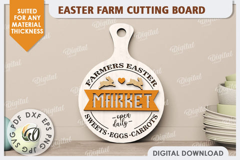 Easter Farm Cutting Board LaserCut. Farmhouse Easter SVG SVG Evgenyia Guschina 