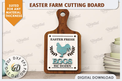 Easter Farm Cutting Board LaserCut. Farmhouse Easter SVG SVG Evgenyia Guschina 
