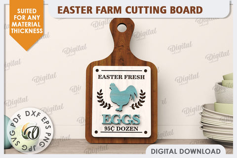 Easter Farm Cutting Board LaserCut. Farmhouse Easter SVG SVG Evgenyia Guschina 