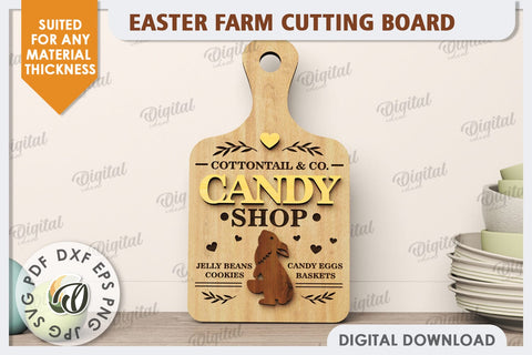 Easter Farm Cutting Board LaserCut. Farmhouse Easter SVG SVG Evgenyia Guschina 