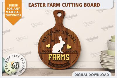 Easter Farm Cutting Board LaserCut. Farmhouse Easter SVG SVG Evgenyia Guschina 