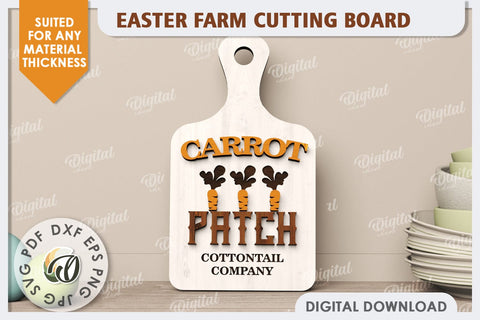 Easter Farm Cutting Board LaserCut. Farmhouse Easter SVG SVG Evgenyia Guschina 