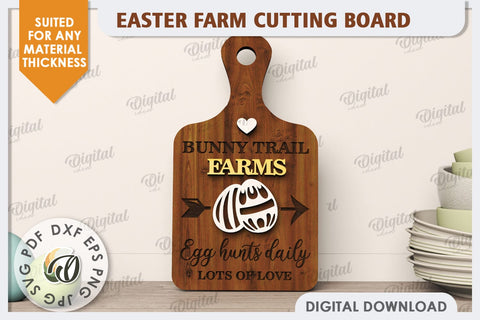 Easter Farm Cutting Board LaserCut. Farmhouse Easter SVG SVG Evgenyia Guschina 