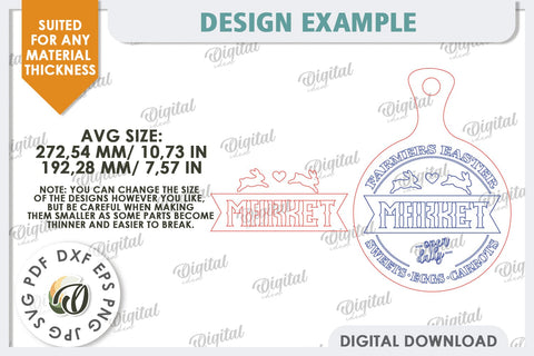 Easter Farm Cutting Board LaserCut. Farmhouse Easter SVG SVG Evgenyia Guschina 