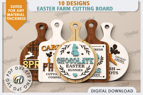 Easter Farm Cutting Boards LaserCut Bundle. Farmhouse Easter SVG Evgenyia Guschina 
