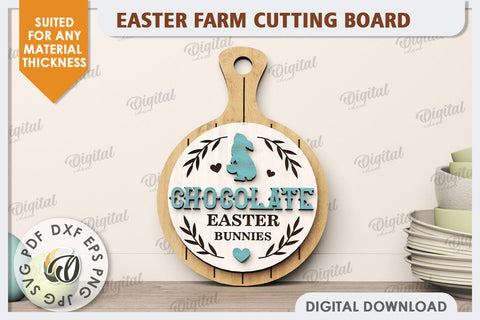 Easter Farm Cutting Boards LaserCut Bundle. Farmhouse Easter SVG Evgenyia Guschina 
