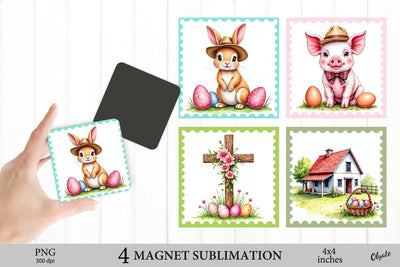 Easter Farmhouse Magnet PNG. Fridge Magnet Sublimation Olga Terlyanskaya 