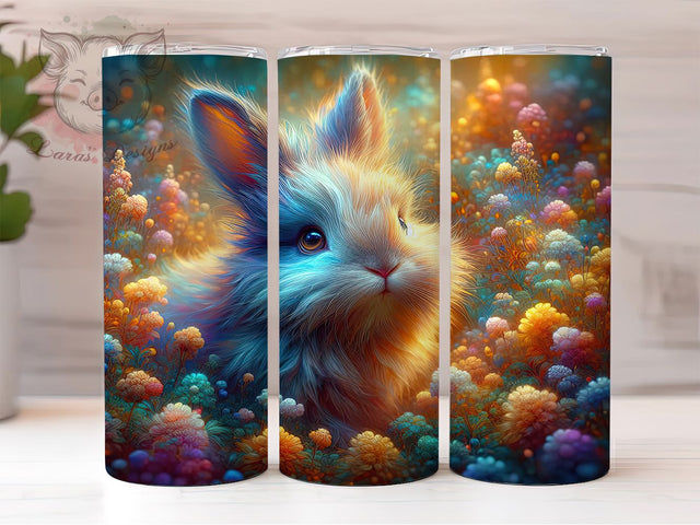 Easter Floral Bunny 20oz Tumbler, Spring Floral Cup Wrap, Colorful Bunny Design, Sublimation Tumbler Wrap, 20Oz Tumbler Design, Artistic Easter Cup, Stylish Bunny Floral Wrap Sublimation Lara' s Designs 